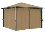 vidaXL Pavillon mit Vorhang 300x300 cm Taupe Aluminium