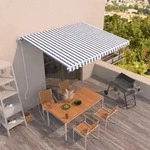 vidaXL Markise Automatisch Einziehbar 400x350 cm Blau und Wei&szlig;