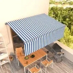 vidaXL Markise Automatisch Einziehbar mit Volant 4,5x3 m Blau und Wei&szlig;