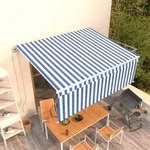 vidaXL Markise Automatisch Einziehbar mit Volant 4,5x3 m Blau und Wei&szlig;