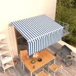 vidaXL Markise Automatisch Einziehbar mit Volant 3,5x2,5 m Blau & Wei&szlig;