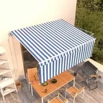 vidaXL Markise Automatisch Einziehbar mit Volant 4x3 m Blau und Wei&szlig;