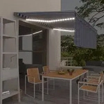 vidaXL Markise Automatisch mit Rollo LED Windsensor 4x3m Blau Wei&szlig;