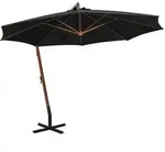 vidaXL Ampelschirm mit Mast Schwarz 3,5x2,9 m Massivholz Tanne