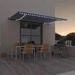 vidaXL Automatische Markise mit LED & Windsensor 500x300 Blau und Wei&szlig;