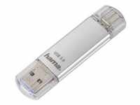 Hama C-Laeta, 32 GB, USB Type-A / USB Type-C, 40 MB/s, Kappe, Silber