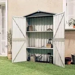 vidaXL Ger&auml;tehaus Grau 116x45x175 cm Verzinkter Stahl