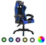 vidaXL Gaming-Stuhl mit RGB LED-Leuchten Blau und Schwarz Kunstleder
