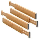 Kesper | Schubladentrenner 4er Pack, Material: Bambus, Ma&szlig;e: 45.5 x 1.5 x 6 cm,