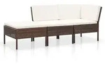 vidaXL 3-tlg. Garten-Lounge-Set mit Auflagen Poly Rattan Braun