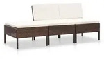 vidaXL 3-tlg. Garten-Lounge-Set mit Auflagen Poly Rattan Braun