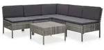 vidaXL 6-tlg. Garten-Sofagarnitur mit Auflagen Poly Rattan Grau