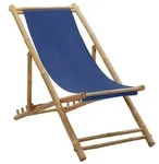 vidaXL Liegestuhl Bambus und Canvas Marineblau