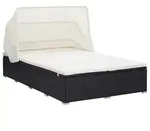 vidaXL 2-Personen-Sonnenliege mit Auflage Poly Rattan Schwarz