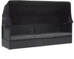 vidaXL Outdoor-Sofabett mit Dach Poly-Rattan Schwarz