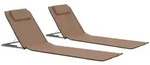 vidaXL Klappbare Strandmatte 2 Stk. Stahl und Stoff Braun