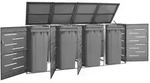 vidaXL M&uuml;lltonnenbox f&uuml;r 4 Tonnen 276,5x77,5x115,5 cm Edelstahl