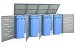 vidaXL M&uuml;lltonnenbox f&uuml;r 4 Tonnen 276,5x77,5x112,5 cm Edelstahl