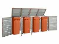 vidaXL Mülltonnenbox für 4 Tonnen 276,5x77,5x112,5 cm Edelstahl