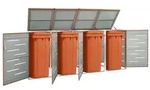 vidaXL M&uuml;lltonnenbox f&uuml;r 4 Tonnen 276,5x77,5x112,5 cm Edelstahl