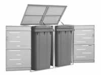 vidaXL Mülltonnenbox für 2 Tonnen 138x77,5x115,5 cm Edelstahl