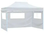 vidaXL Profi-Partyzelt Faltbar mit 3 Seitenw&auml;nden 280x410x315 cm Stahl Wei&szlig;