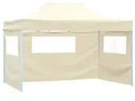 vidaXL Profi-Partyzelt Faltbar mit 3 Seitenw&auml;nden 3&times;4m Stahl Creme