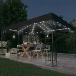 vidaXL Pavillon mit Doppeldach & LED-Lichterkette 3x4 m Anthrazit