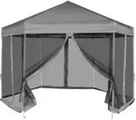 vidaXL Hexagonal Pop-Up Zelt mit 6 Seitenw&auml;nden Grau 3,6x3,1 m