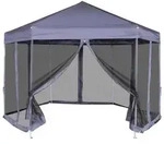 vidaXL Hexagonal Pop-Up Zelt mit 6 Seitenw&auml;nden Dunkelblau 3,6x3,1 m