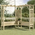 vidaXL Eck-Pergola mit Bank Kiefernholz Impr&auml;gniert