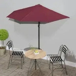vidaXL Balkon-Sonnenschirm Alu-Mast Bordeauxrot 270x144x222cm Halbrund