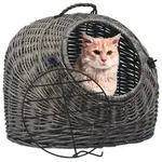 vidaXL Katzen-Transportkorb Grau 50x42x40 cm Nat&uuml;rliche Weide