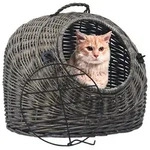 vidaXL Katzen-Transportkorb Grau 60x45x45 cm Nat&uuml;rliche Weide