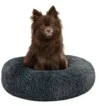 lionto Hundebett aus Pl&uuml;sch in Donut-Form, 40 cm Durchmesser, dunkelgrau