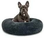 lionto Hundebett aus Pl&uuml;sch in Donut-Form, 70 cm Durchmesser, dunkelgrau