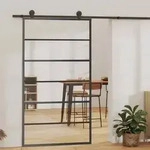 vidaXL Schiebet&uuml;r ESG-Glas und Aluminium 102x205 cm Schwarz