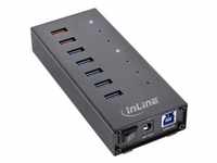 InLine® USB 3.2 Gen.1 Hub, 7 Port, Aluminiumgehäuse, schwarz, mit 2,5A...
