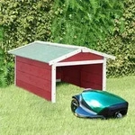 vidaXL Roboter-Rasenm&auml;her Garage 72x87x50 cm Rot Wei&szlig; Tannenholz