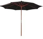 vidaXL Sonnenschirm mit Holz-Mast 300x258 cm Schwarz