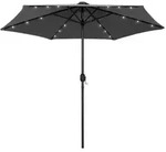 vidaXL Sonnenschirm mit LED-Beleuchtung und Alu-Mast 270 cm Anthrazit