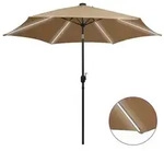 vidaXL Sonnenschirm mit LED-Beleuchtung und Alu-Mast 300 cm Taupe