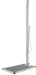vidaXL Gartendusche mit Grauer Bodenplatte 225 cm Edelstahl