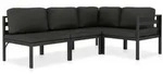 vidaXL 4-tlg. Garten-Lounge-Set mit Kissen Aluminium Anthrazit