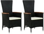 vidaXL Gartenst&uuml;hle 2 Stk. mit Polstern Poly Rattan Schwarz