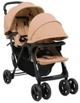 vidaXL Tandem-Zwillingskinderwagen Taupe Stahl
