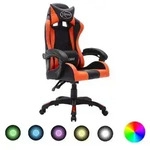 vidaXL Gaming-Stuhl mit RGB LED-Leuchten Orange und Schwarz Kunstleder