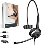 GEQUDIO Headset 1-Ohr mit USB-A, USB-C und 3,5mm Klinke f&uuml;r PC, Mac und Smartphone,