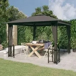 vidaXL Pavillon mit Seitenw&auml;nden & Doppeldach 3x3 m Anthrazit