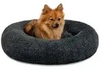 lionto Hundebett aus Pl&uuml;sch in Donut-Form, 60 cm Durchmesser, dunkelgrau